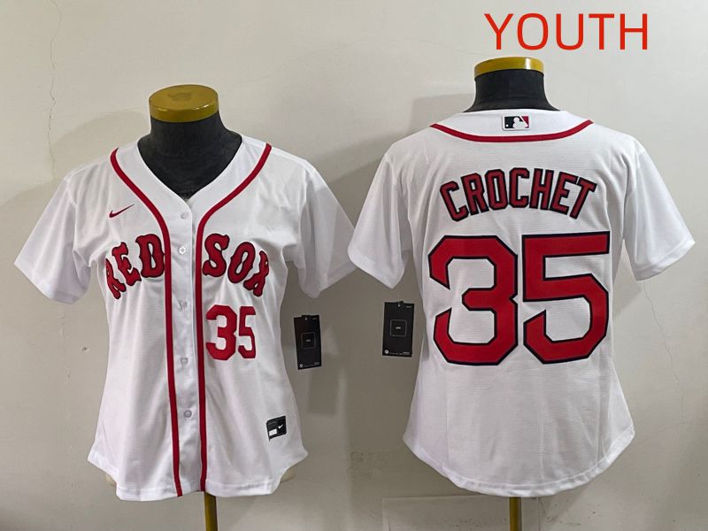Youth 2025 Boston Red Sox #35 Crochet White Game Nike MLB Jersey style 6->youth mlb jersey->Youth Jersey